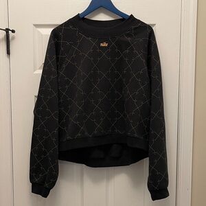 Nike Black Cropped Sweatshirt with Gold Stitching